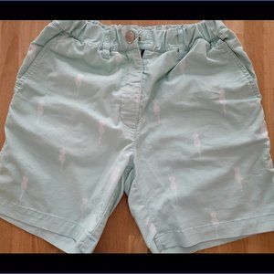 Pale green in color with white pineapple and golf tee print.